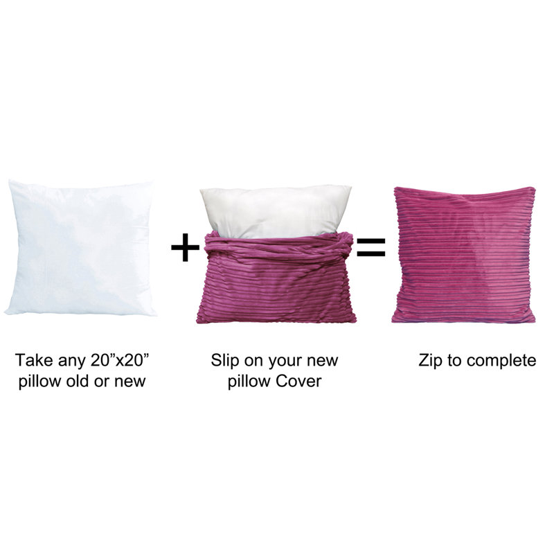 Housse de coussin carré en flanelle nervurée, Rose fuchsia