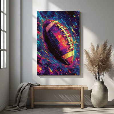 1pc Framed Canvas Wall Art Prints Poster, Football Canvas Wall Art Graffiti Rugby Gaming Cool Sports Theme Art Posters Canvas Print Painting for Living Room Bedroom Office Bathroom Dorm Home Decor, Ready To Hang