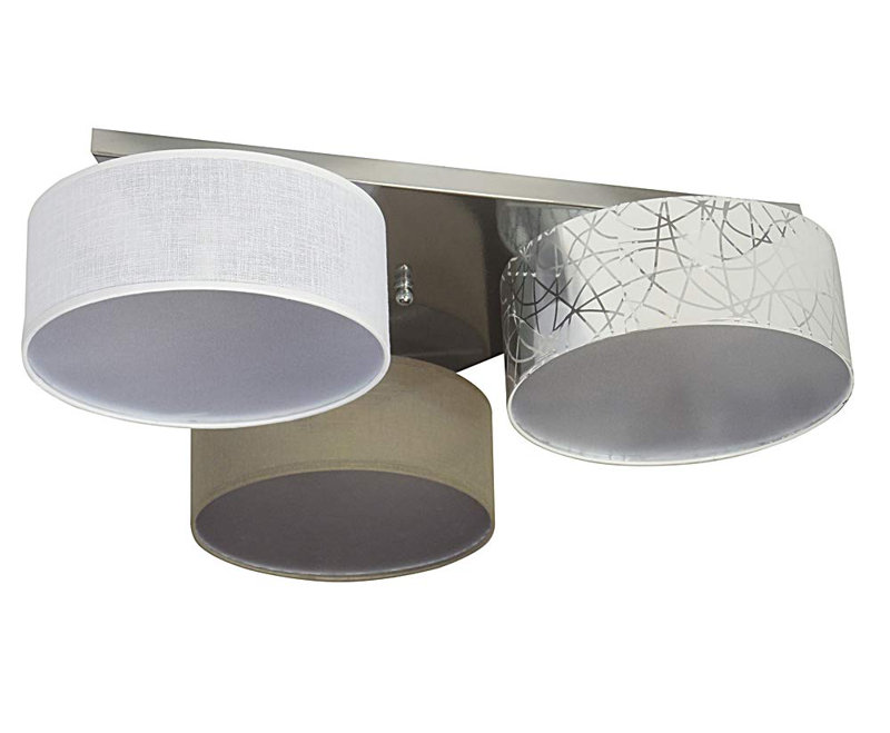 Pulley Fabric Semi Flush Mount, Silver/White/Light brown