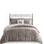 Vers l'édredon double / grand - comprend 2 taies décoratives et 1 coussin décoratif, lavable à la machine, abat-jour gris lavable à la machine,-132971561-132971563