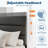 Adjustable Headboard Bed Frame - Linen Upholstered Platform Bed with Wood Slats, Dark Grey-391003777
