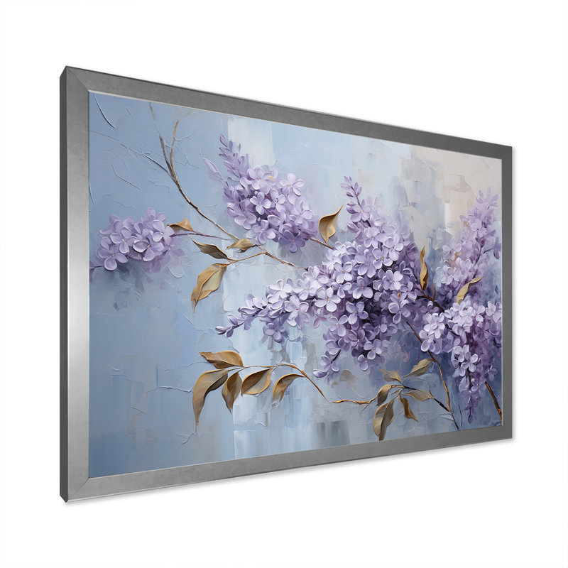Lilas mauve et mauve en fleurs II - impressions d'art lilas, H 24 po x l 32 po x P 1 po, Cadre simple argenté