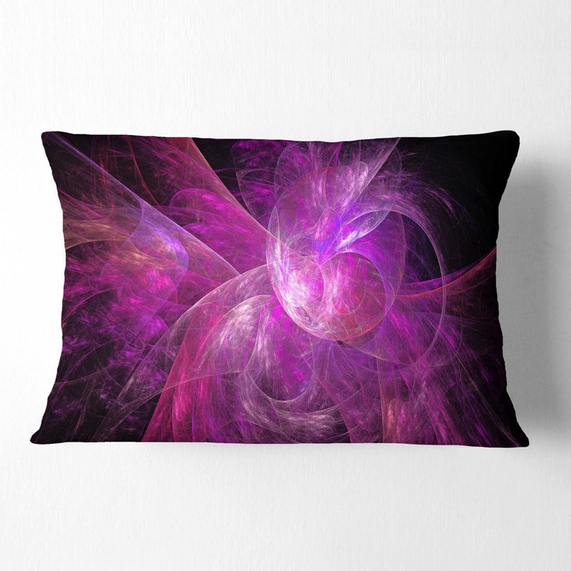 Fractale noire - coussin imprimé abstrait, Mauve