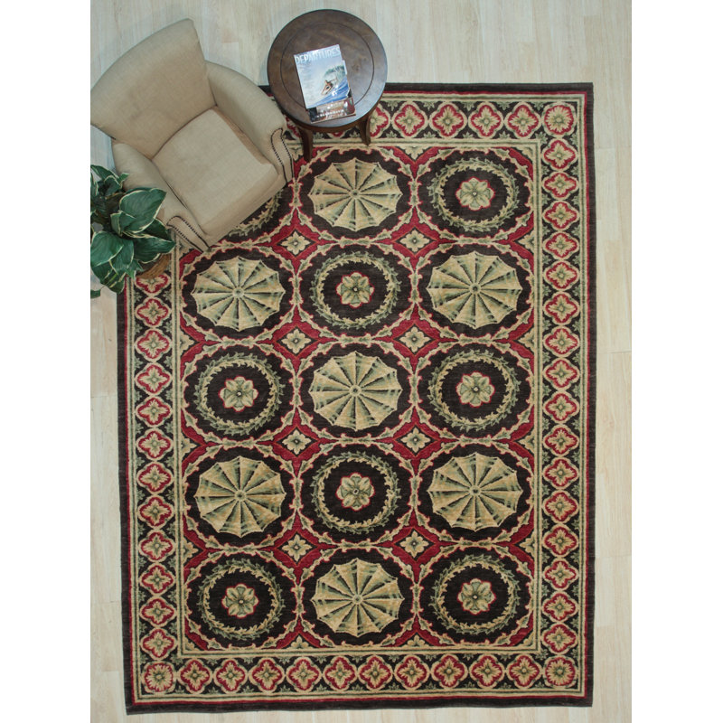 Red and Beige Handwoven Wool 10' x 14' Spanish Style Rug