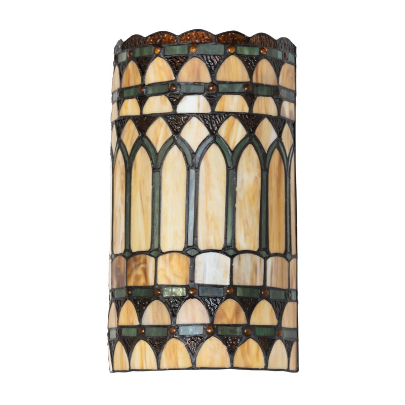 2 - Light Flush Mounted Sconce, Beige/Green/Brown/Amber