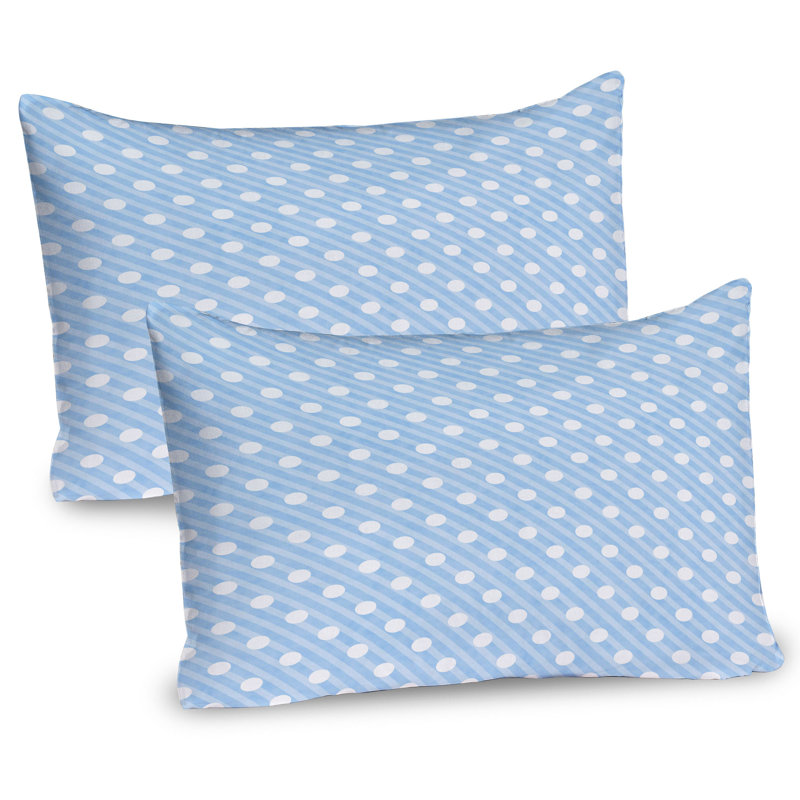 Pale Blue Polka Dot Microfiber Standard Pillow Shams 2-Pack