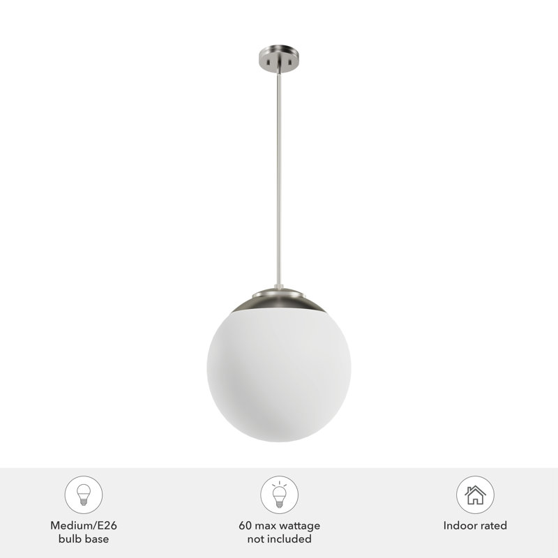 Hepburn 16" Brushed Nickel Globe Pendant with Cased White Glass