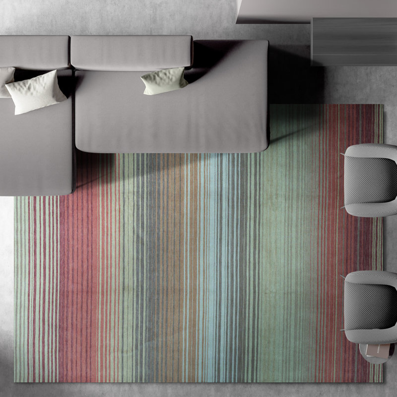 Gabbeh Wool Striped Area Rug, Rectangle 9'11" x 13'9"