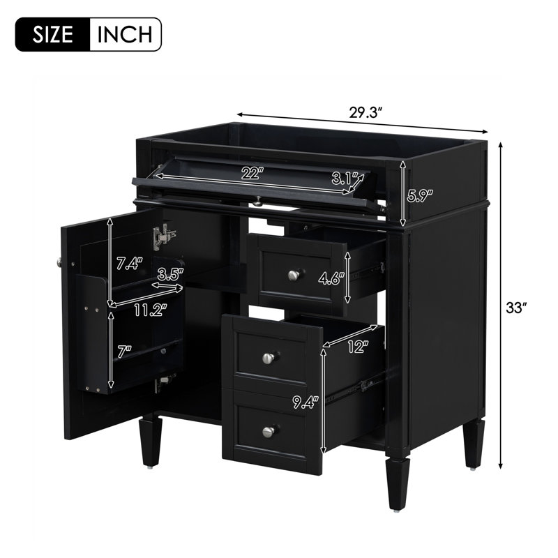 Bathroom Cabinet, Wood Frame Storage Cabinet With Two Drawers And A Tip-Out Drawer