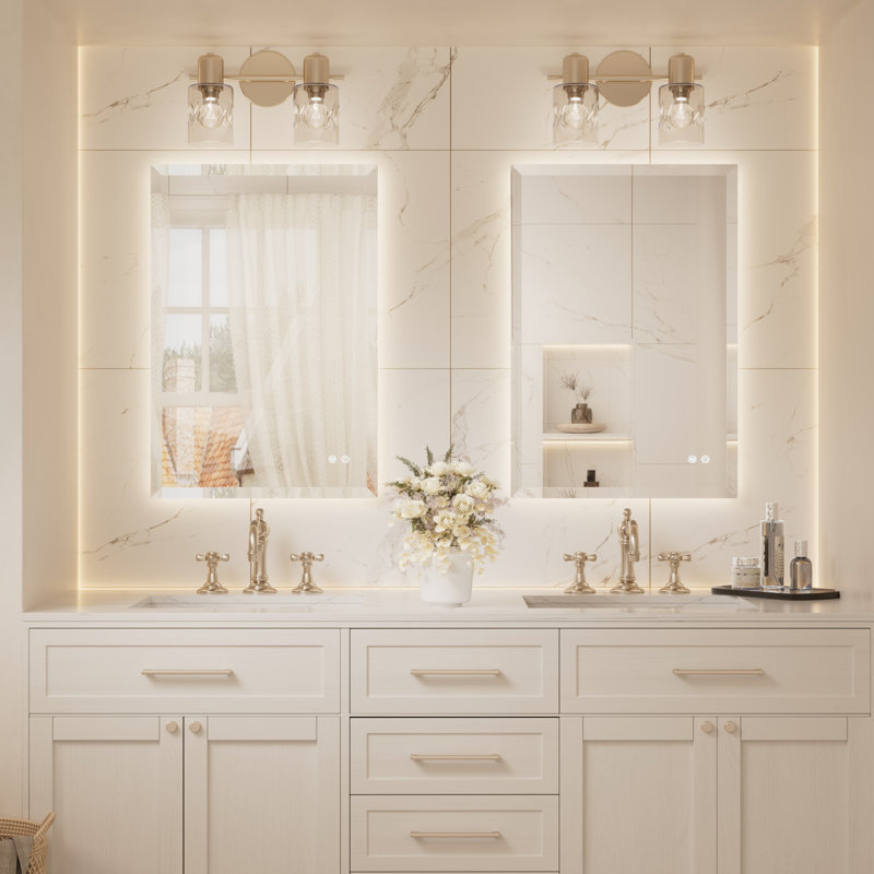 Beveled LED Backlit Bathroom Vanity Mirror, 36" x 24"