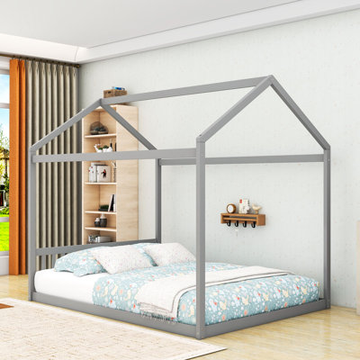 Queen Size Wooden House Bed With Fun House-Shaped Design