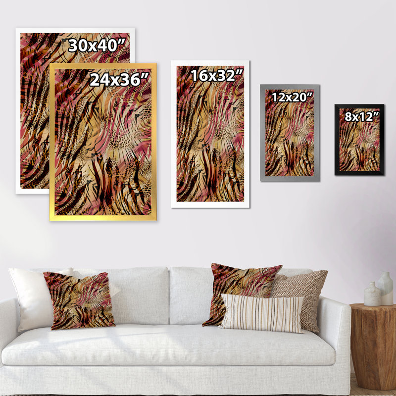 Léopard et tigre - peinture, Toile avec cadre photo noir, H 20 po x l 12 po x P 1 po