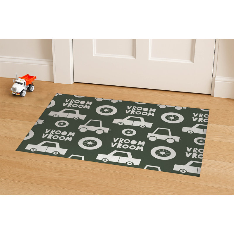 Vroom vroom Indoor Doormat, Chimichurri, 60" W x 84" L