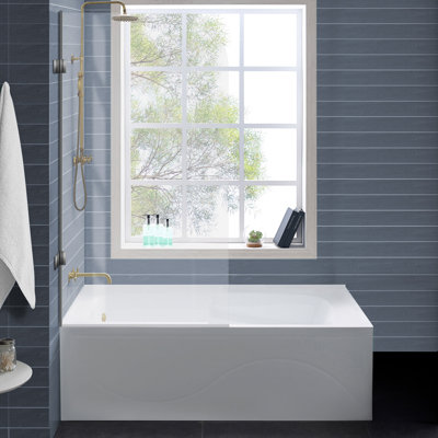 Ivy 54 x 30 Left Drain Soaking Alcove Corner Apron Bathtub in Glossy White