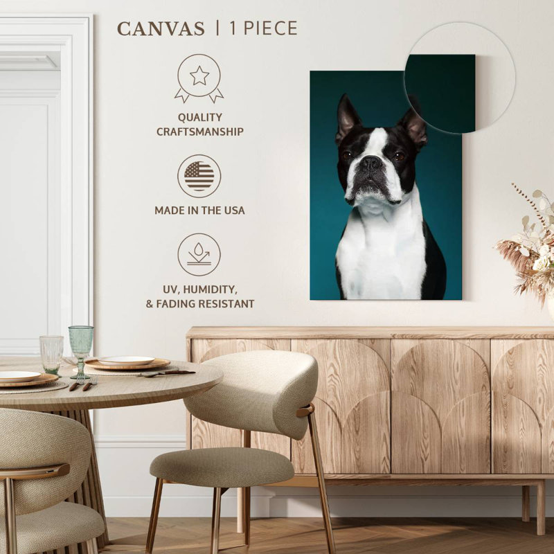 Boston Terrier Portrait, H 36 po x l 24 po