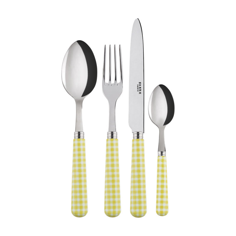 Sabre Paris - 24 Pieces Cutlery Set Gingham, Yellow