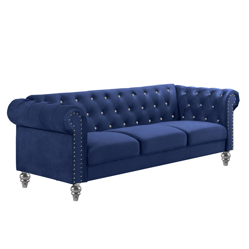 Shondra 81'' Velvet Sofa, Royal Blue Velvet