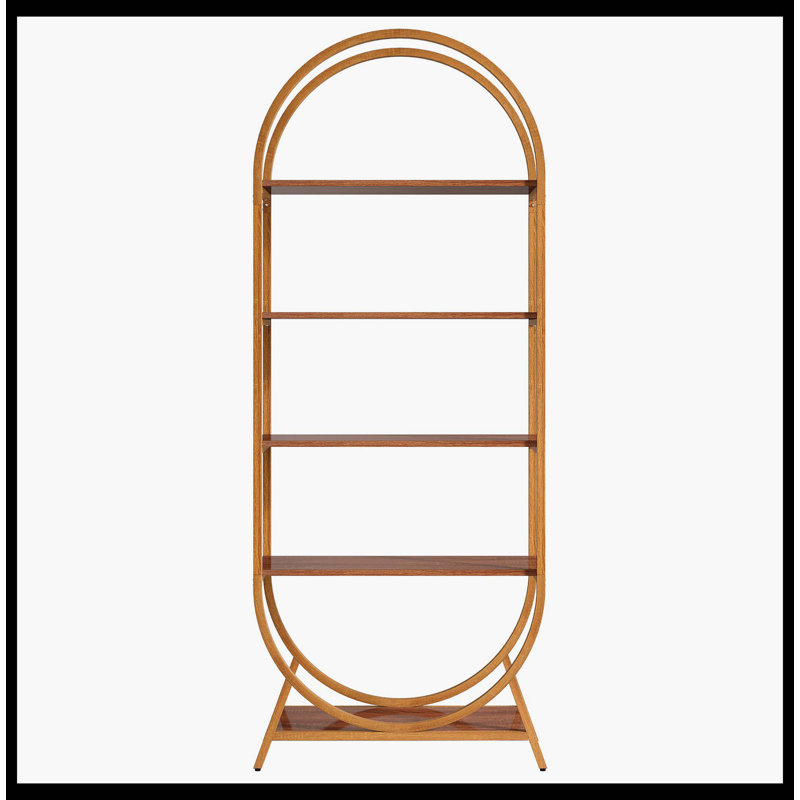 5-Tier Bookshelf, 70.8" Open Bookcase Arched Display Rack