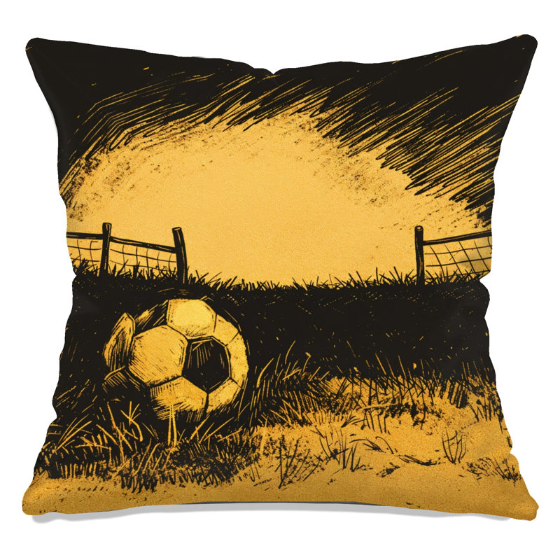 Coussins décoratifs soccer soccer, 16 x 16 pouces, Jaune foncé
