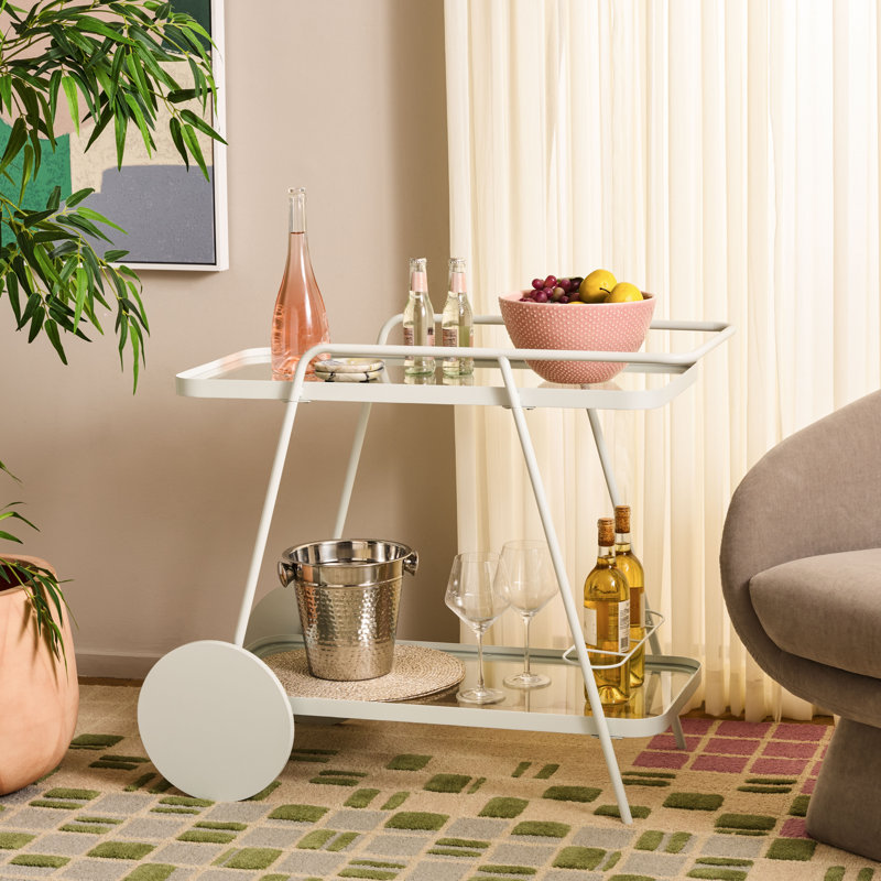 Cullin Metal Bar Cart, Soft Mint
