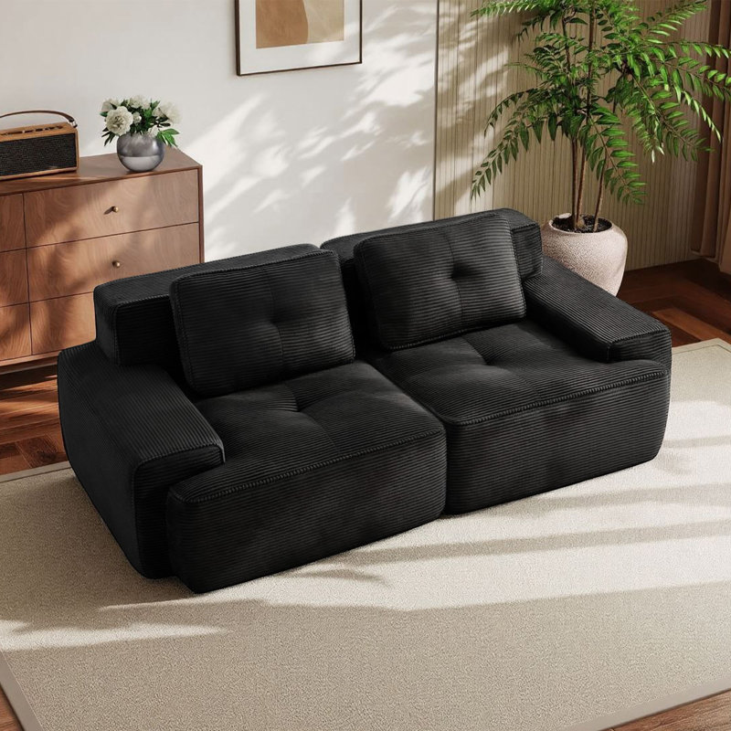 Canapé modulaire en L 82 po , Noir