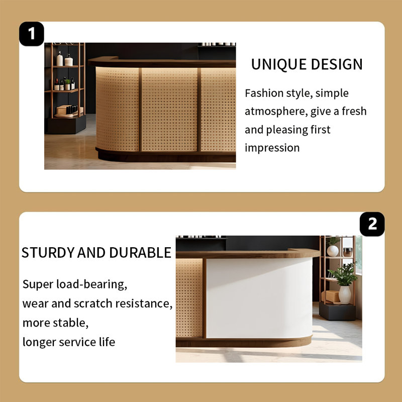 Retro Elegance Bar Counter – Stylish Multi-Use for Bars Lounges Pubs and Commercial Entertainment Areas, White/Brown