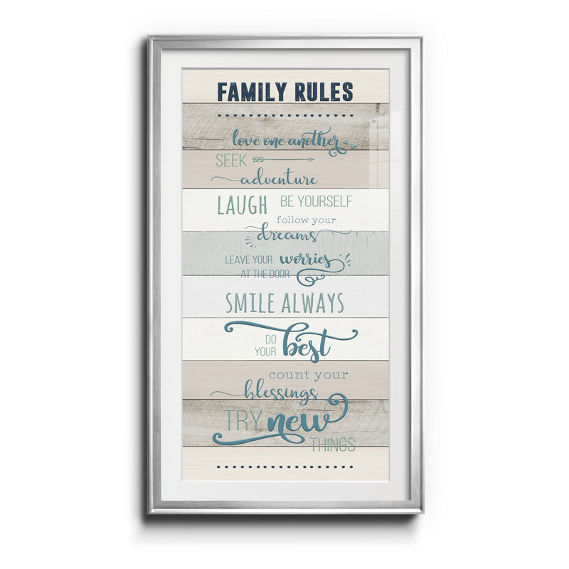 Family Rules - Print, Argent, H 10,5 po x l 18,5 po x P 1,5 po