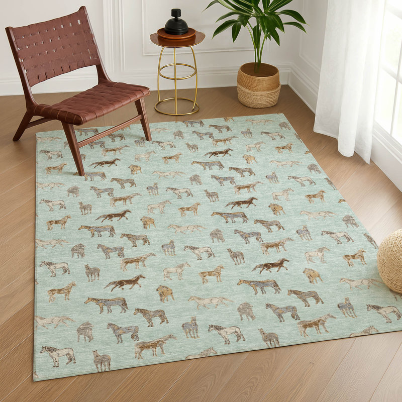 Tapis intérieur / extérieur lavable à la machine Chantille ACN2521, Menthe, Rectangle 10 pi x 14 pi