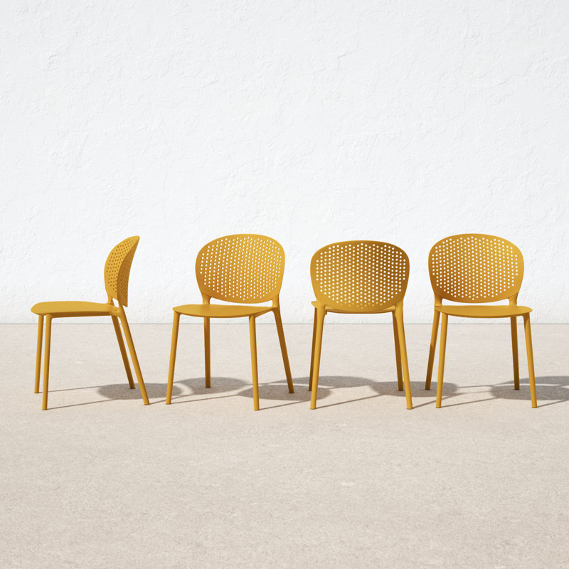 Ginger Polypropylene Armless Outdoor Stacking Dining Side Chair Set