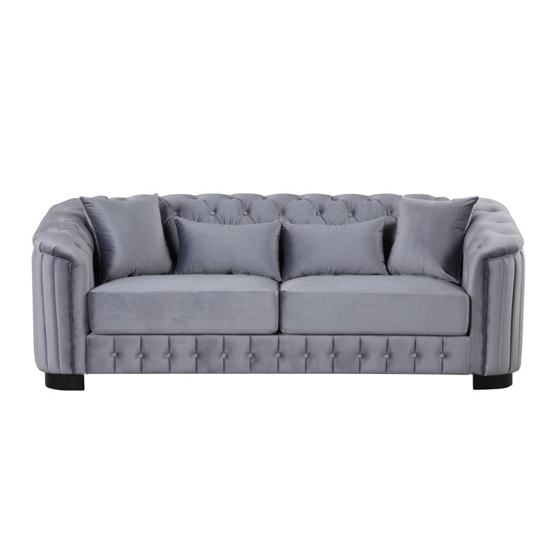 82'' Velvet Sofa, Gray