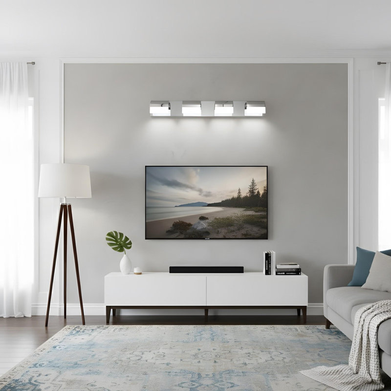 Applique murale pour salle de bain 4 lumières DEL Modern, Chrome chrome, 4