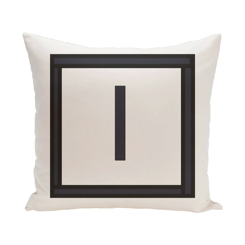 Reversible Throw Pillow, 16" H x 16" W x 2" D, White / Black, I