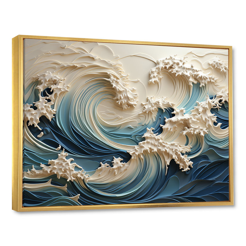 «White and Blue Wave Papercut Style III - Coastal Waves», reproduction d'art sur toile Wave (sans textures)