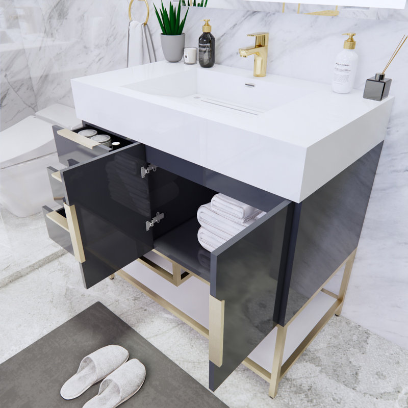 Ensemble de meuble-lavabo simple 36 po Sevara, Gris