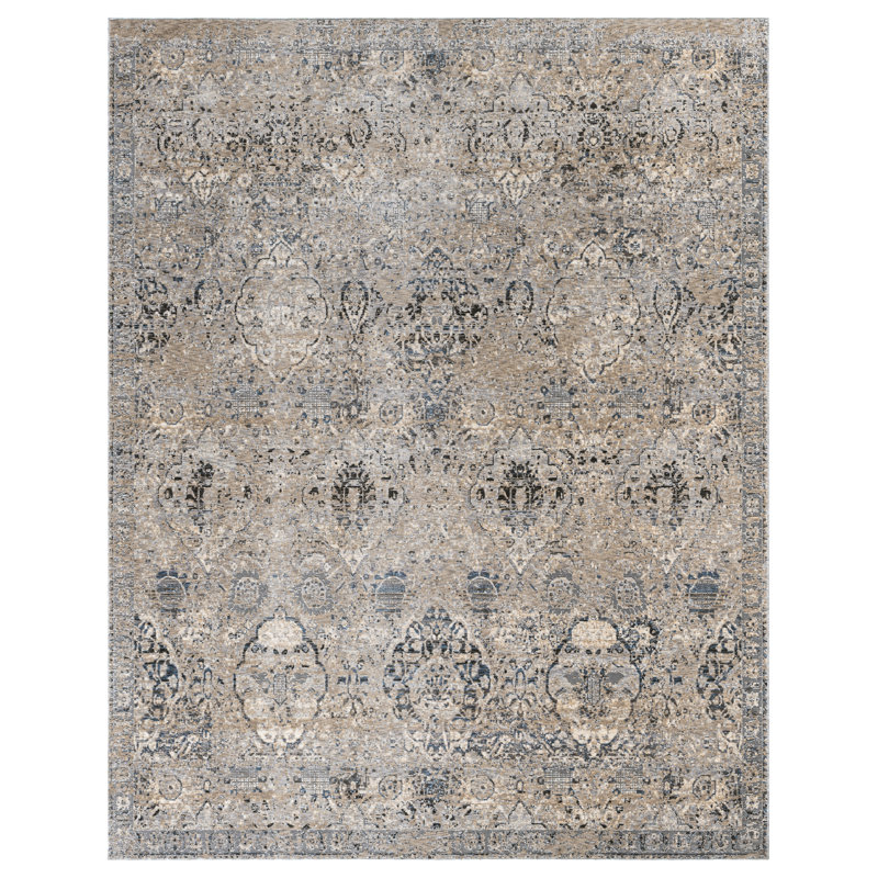 Leta Mocha Medallion Power-Loomed Area Rug, Rectangle 9'6" x 13'