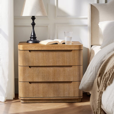 Waynesville Modern 25''W 3-Drawer Nightstand with Hidden Storage Compartment and Charging Station