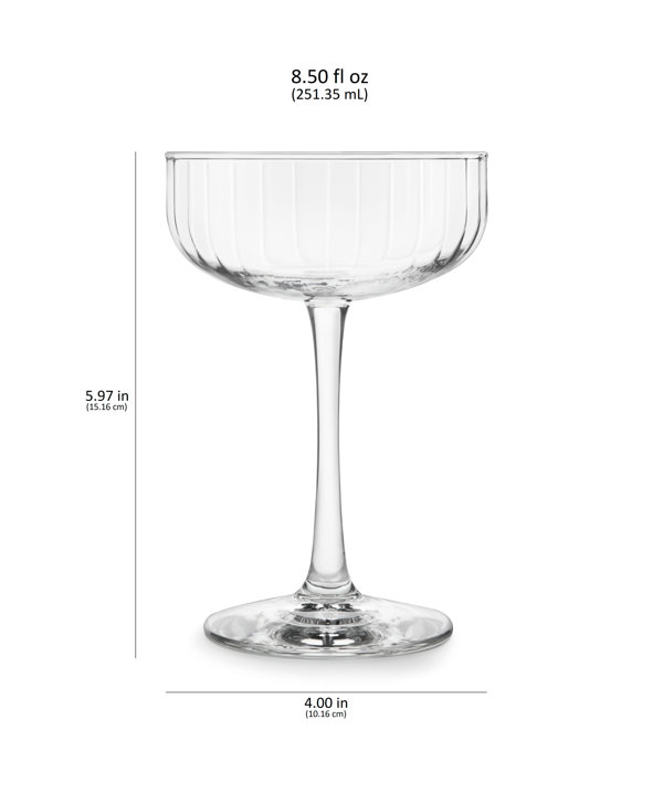 Vintage Art Deco Fluted Drinking Glasses - 11 oz Modern Kitchen Glassware  Set - Unique Vintage Art Deco Cups for Weddings, Cocktails Or Bar Ribbed