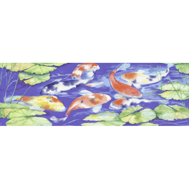 Koi Pond, Blue, Red, Green, 24" H x 48" W x 1.5" D