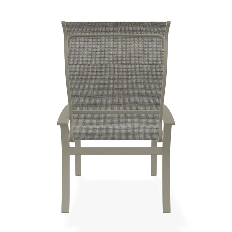 Belle Isle Sling Aluminum Frame Dining Height Supreme Arm Chair with Marine Grade Polymer Arm Accent, Storm, Burke