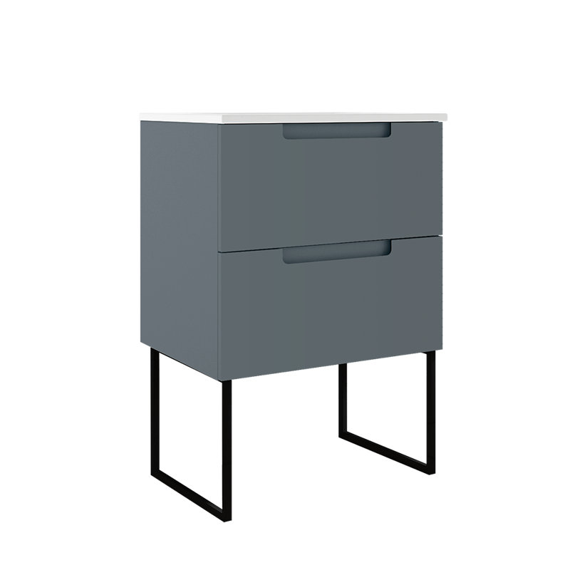 Meuble-lavabo mural 24 po Coda, Bleu acier