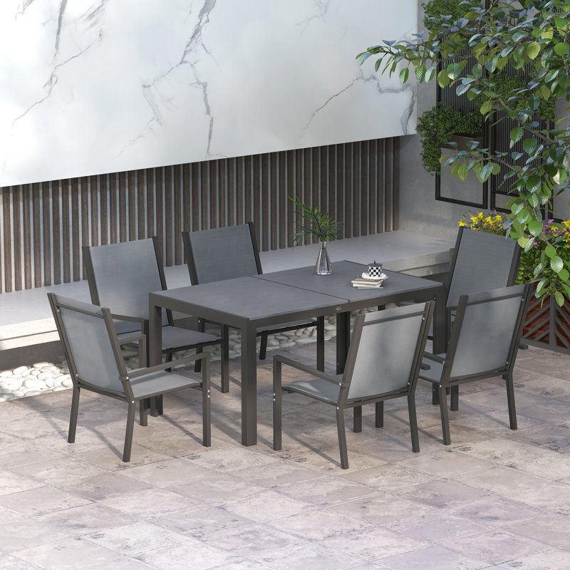 Fallston 6 - Person Patio Dining Set with Rectangular Table, Light Grey