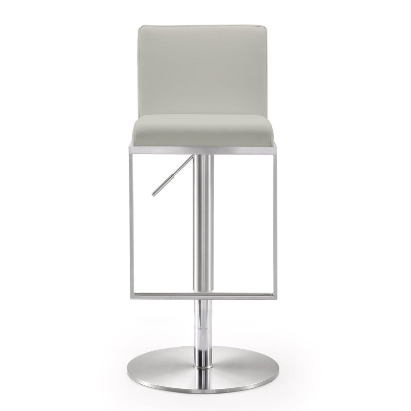 Tabouret en cuir végétalien Lowther Amalfi Performance, Gris clair, Argent argent, Gris