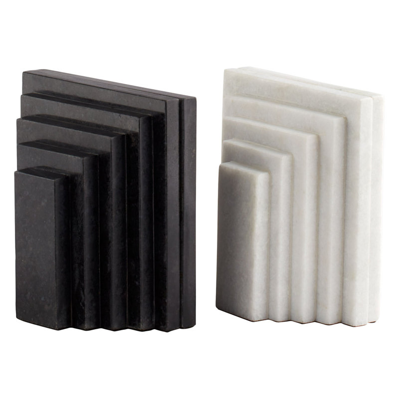 Epilogue Marble Non-skid Bookends, Black