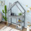 Bureau en bois en forme de maison, table d'étude pour enfants, bibliothèque et rangement pour jouets-845105577