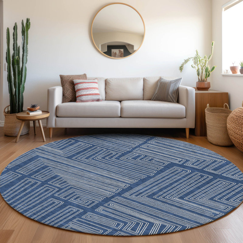 Tapis d'intérieur / extérieur bleu Clayra , 8 pi x 8 pi