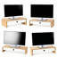 Natural Bamboo Computer Monitor Stand Ostos Riser For Desk With 2 Storage Drawers