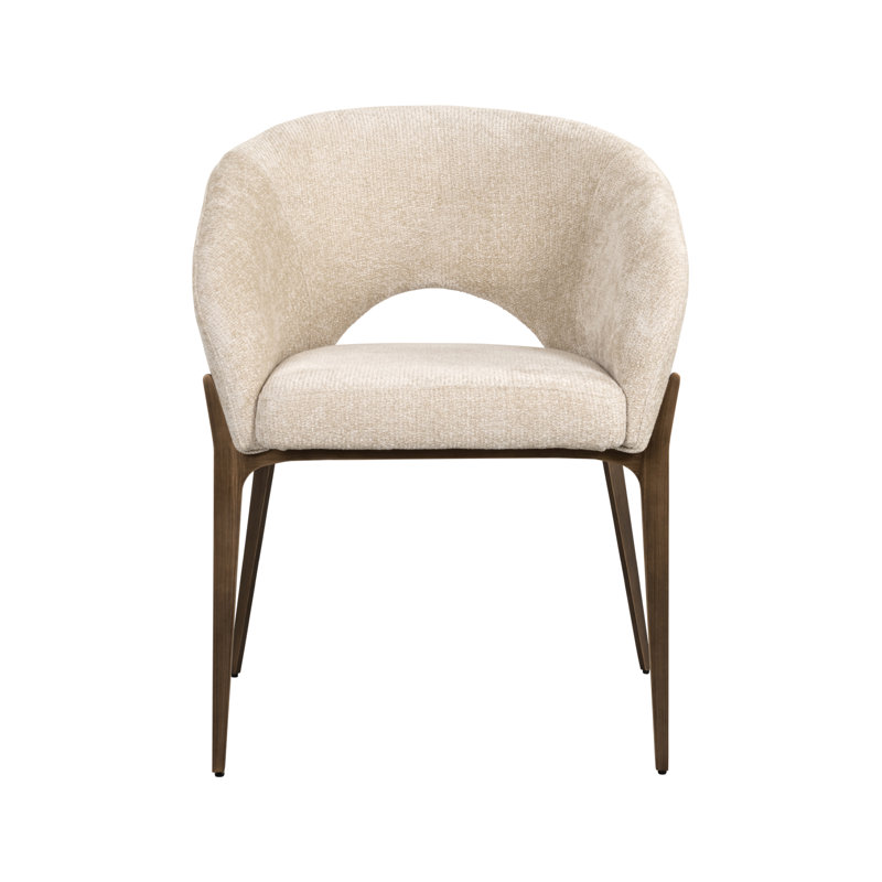 Dining Chair 20'' H Upholstered Metal Armchair, Cream