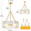 5 - Light Black Dimmable Modern Drum Chandelier With Textured Glass For Dining Room Or Living Room-75042779