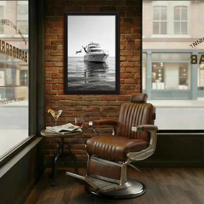 Scène de bateau en noir et blanc à la mode