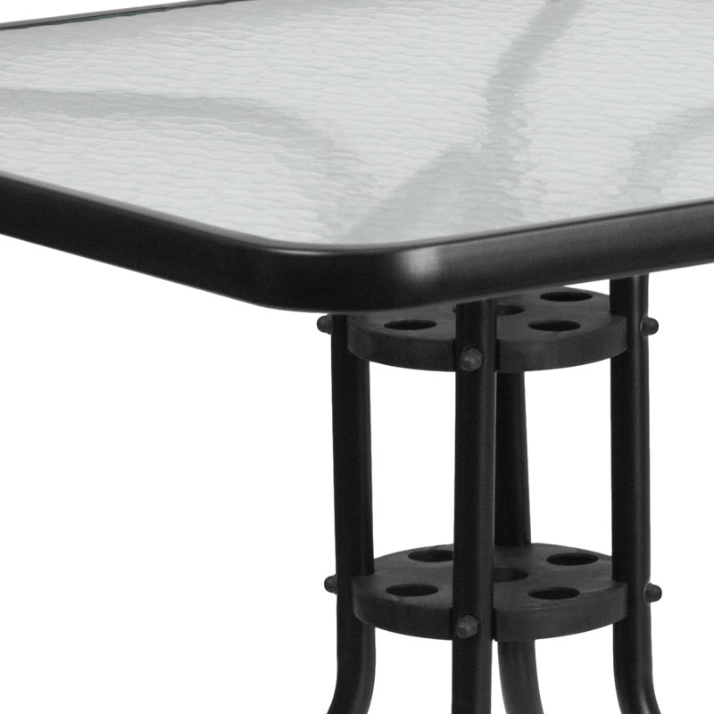 Table carrée en verre trempé Amlie, Transparent/noir, H 28 po x l 31,5 po x P 31,5 po